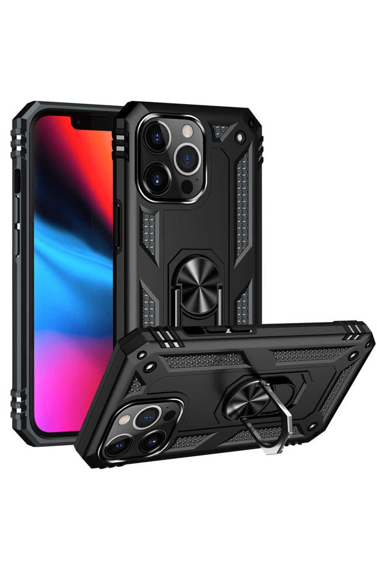 iPhone 13 Pro Max Uyumlu BSAY Vega Kılıf-Kırmızı Siyah