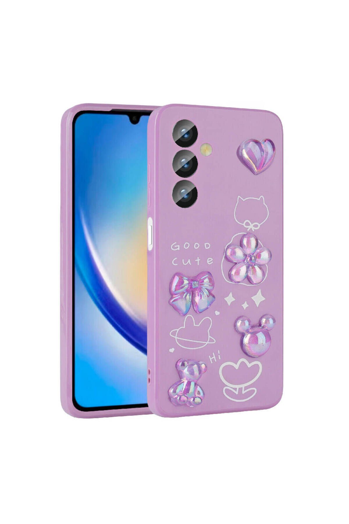 Galaxy A14 5G Kılıf Kabartma Figürlü Parlak BSAY Toys Silikon Kapak - Açık Yeşil Beyaz