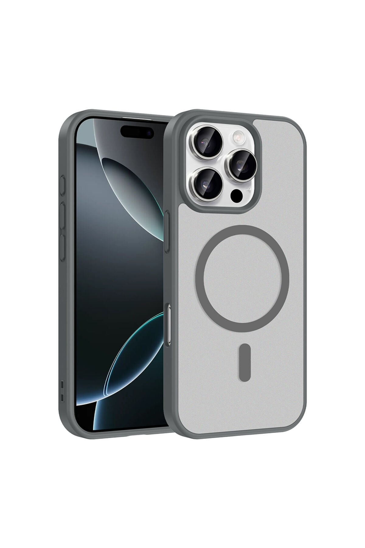 iPhone 16 Pro Max Kılıf M-safe Şarj Özellikli Zore Babet Kapak - Siyah Gri