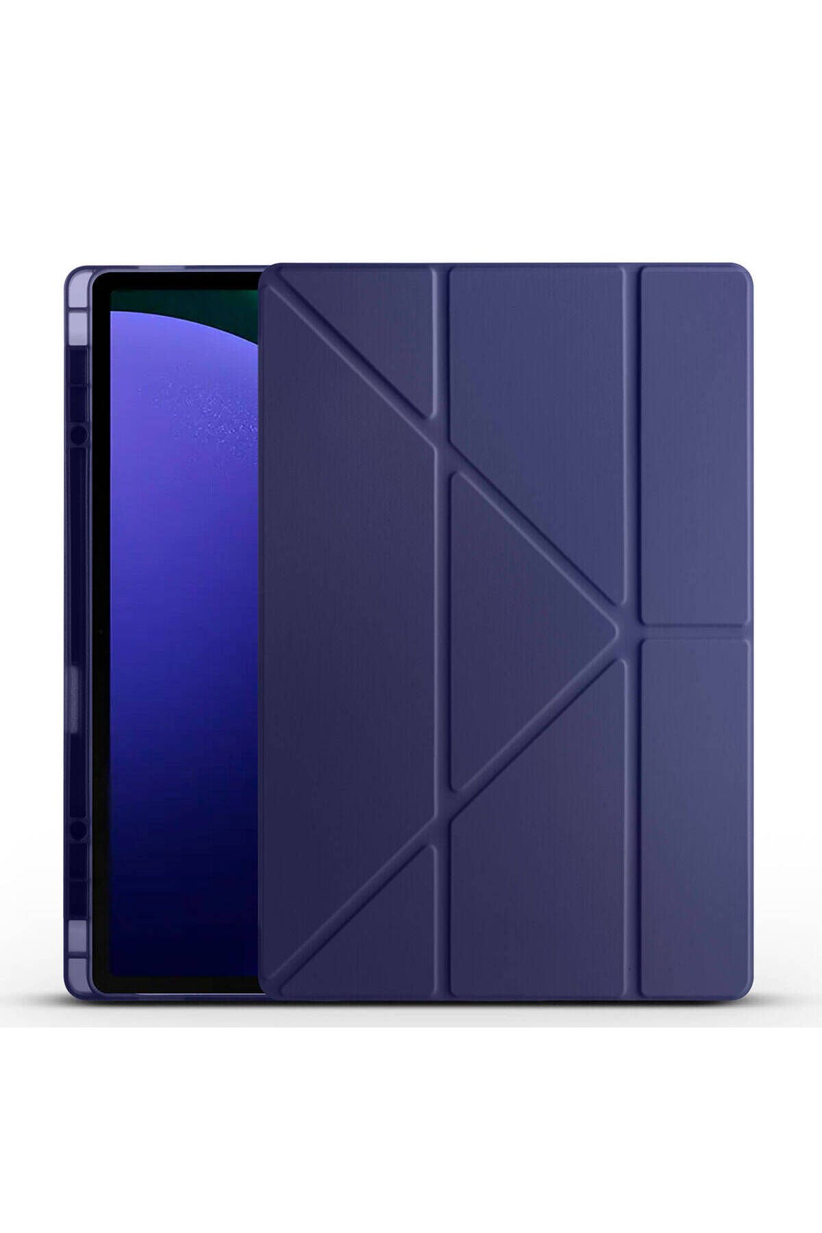 Galaxy Tab S10 Ultra Kılıf ZPRB Tri Folding Kalem Bölmeli Standlı Kılıf - Koyu Yeşil Lacivert