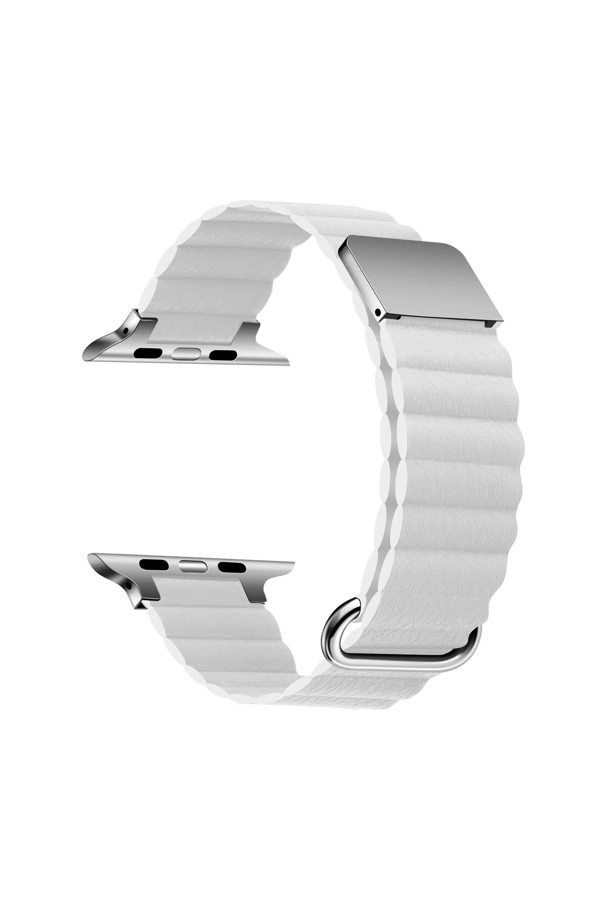 Watch Ultra 49mm Uyumlu KRD-78 PU Deri Kordon Strap Kayış BSAY- Siyah Beyaz