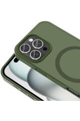 iPhone 16 Pro Kılıf Magsafe Şarj Özellikli Mat Arka Yüzey BSAY Sio Kapak-Siyah Lacivert