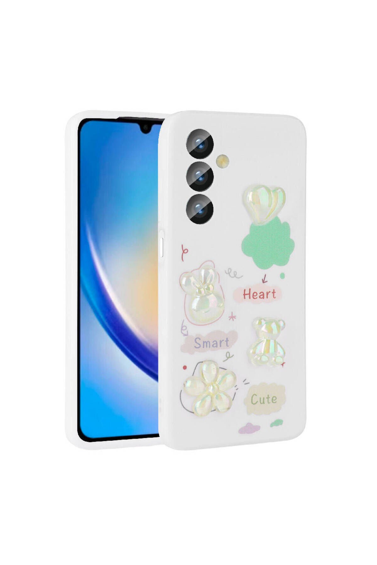 Galaxy A23 4G Kılıf Kabartma Figürlü Parlak GZST Toys Silikon Kapak - Beyaz Beyaz