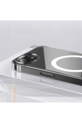 iPhone 17E Kılıf M-safe Şarj Özellikli Şeffaf Sert PC Zore Embos Kapak - Şeffaf Şeffaf