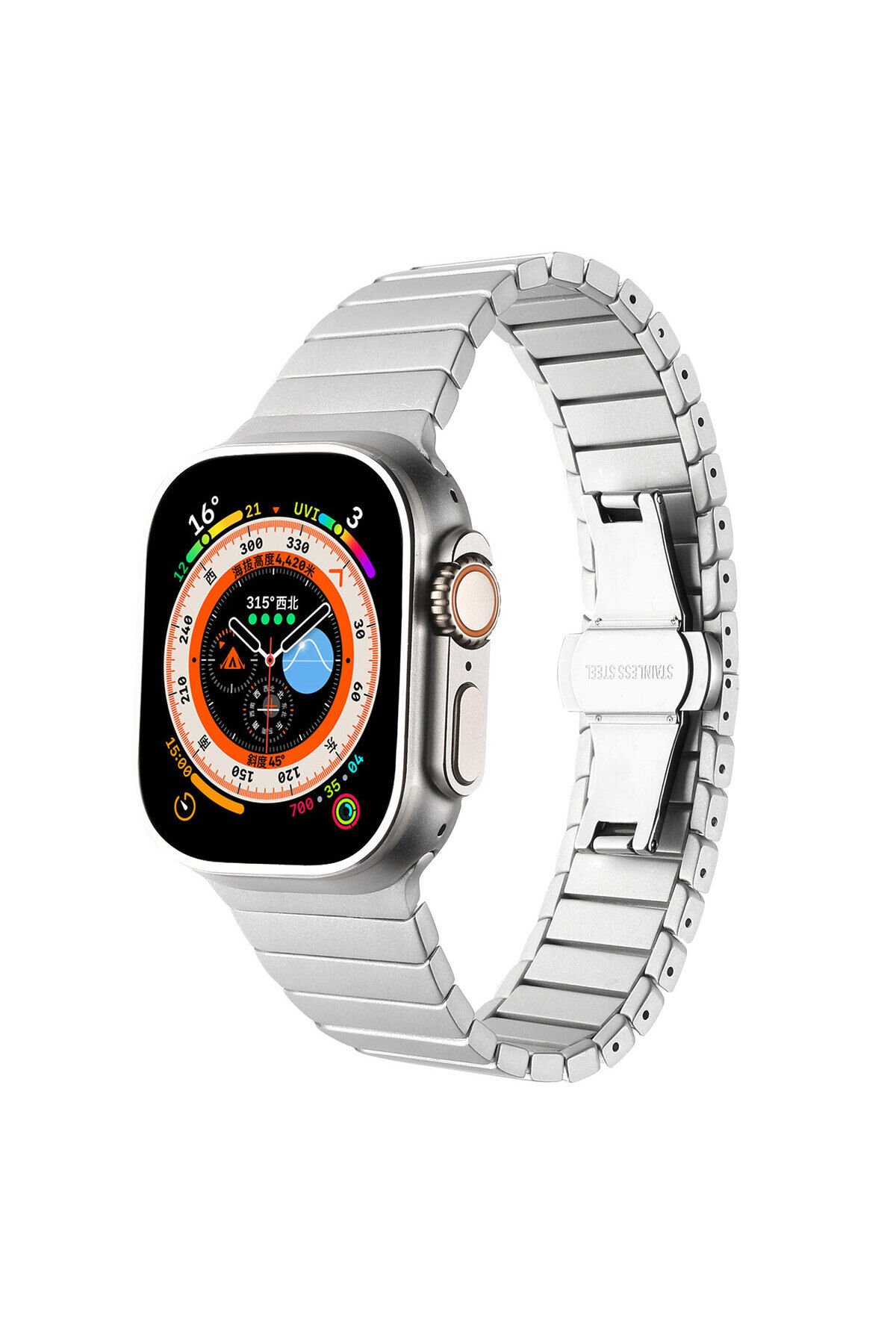 Watch 40mm Kordon Uyumlu KRD-79 Metal Strap Kayış BSAY- Gri Gri