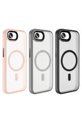 iPhone 17E Kılıf Mat Arka Yüzey Wireless Şarj Özellikli Zore Flet M-safe Kapak - Siyah Siyah