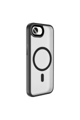 iPhone 17E Kılıf Mat Arka Yüzey Wireless Şarj Özellikli Zore Flet M-safe Kapak - Siyah Siyah