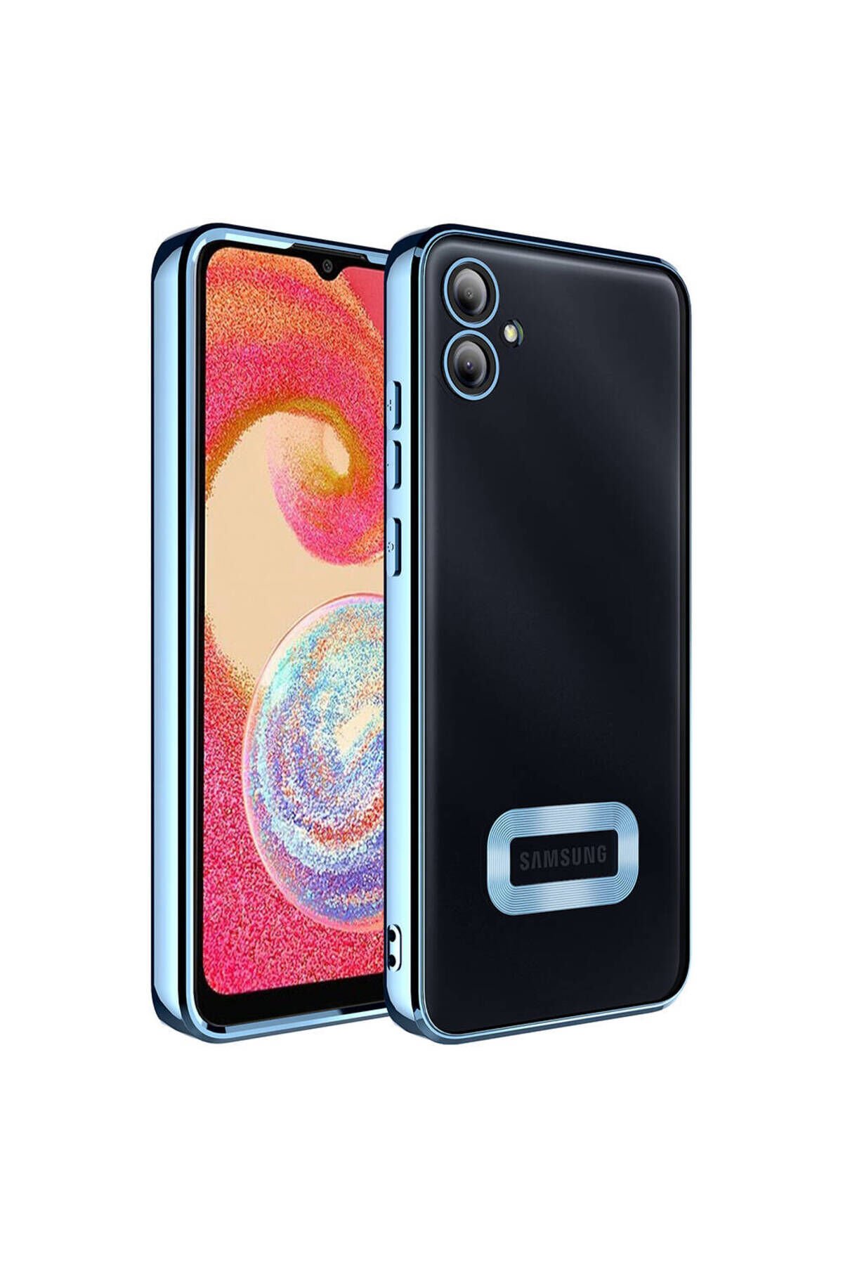 Galaxy A05 Kılıf Kamera Korumalı Logo Gösteren BSAY Omega Kapak - Siyah Rose Gold
