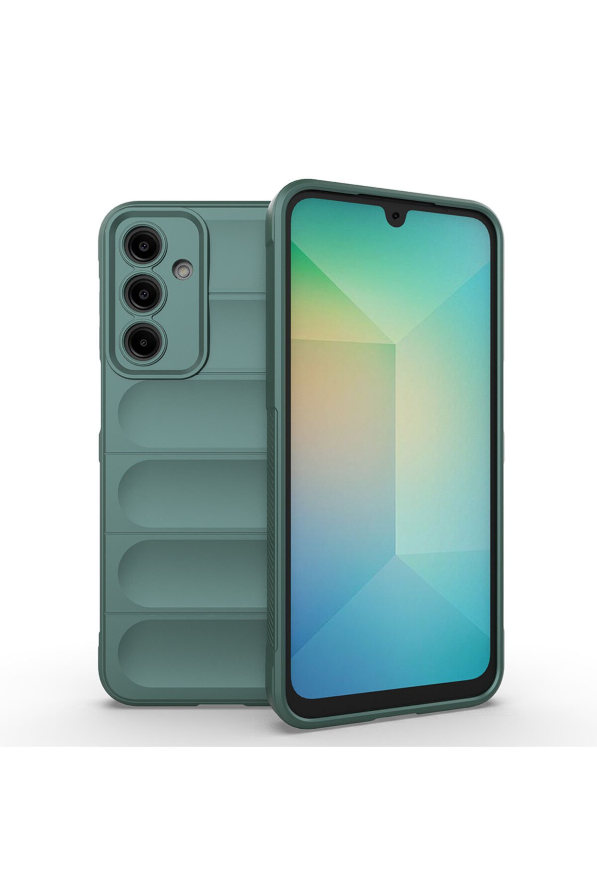 Galaxy A17 Kılıf Esnek TPU Oyuklu Arka Yüzey Tasarımlı BSAY Etnik Silikon Kapak - Lacivert Yeşil