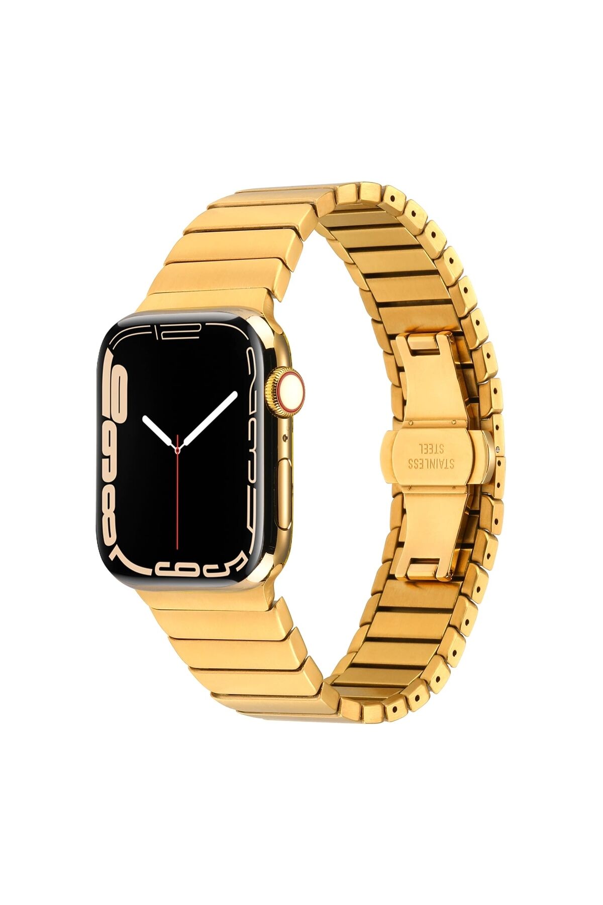Watch 7 45mm Kordon Uyumlu KRD-79 Metal Strap Kayış BSAY- Gold Gümüş
