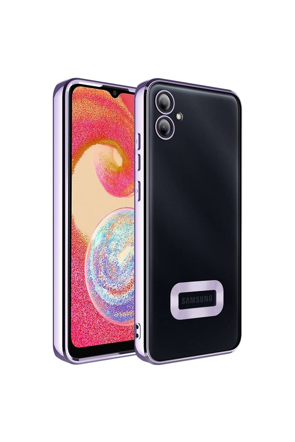 Galaxy A05 Kılıf Kamera Korumalı Logo Gösteren BSAY Omega Kapak - Siyah Lila
