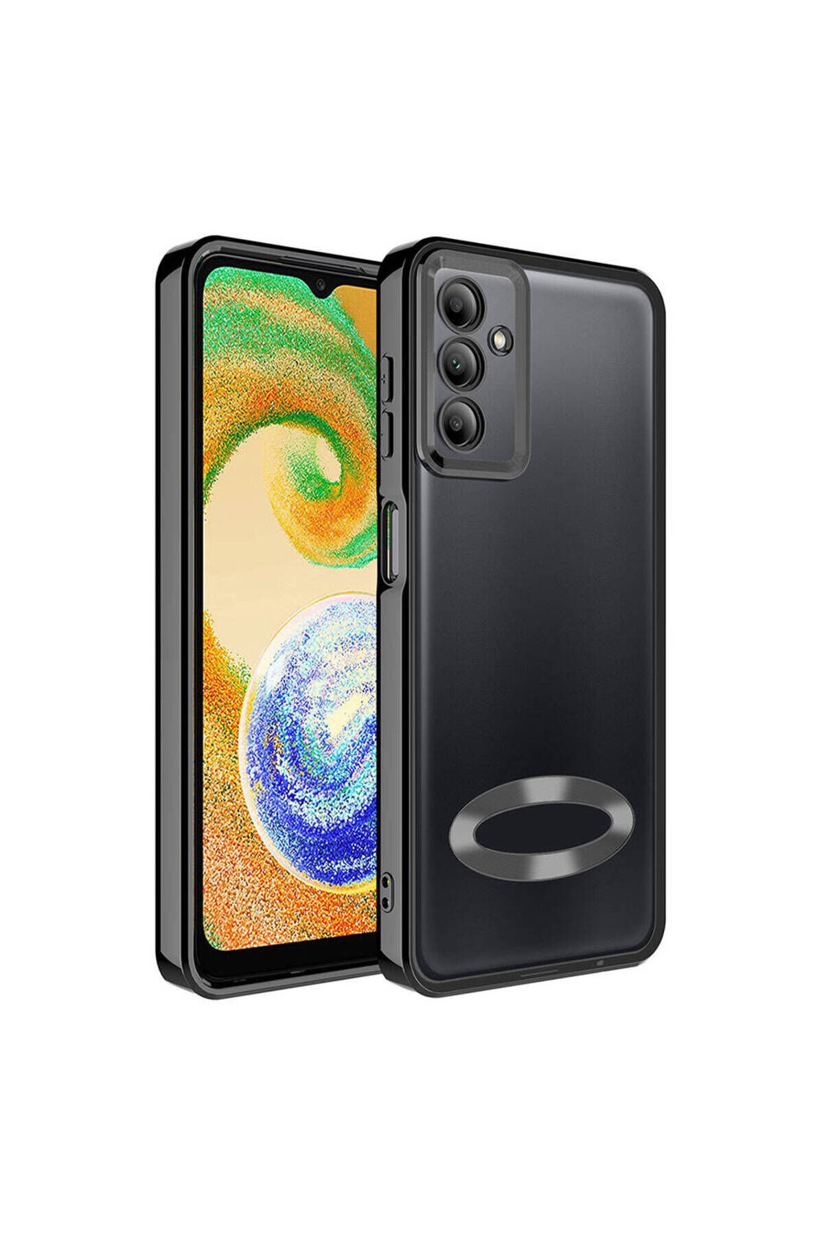 Galaxy A05S Kılıf Kamera Korumalı Logo Gösteren BSAY Omega Kapak - Siyah Siyah