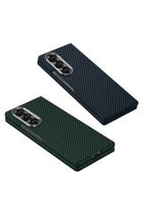 Galaxy Z Fold 6 Uyumlu Kamera Korumalı Karbon Fiber Tasarımlı Arka Yüzey BSAY Kıpta Karbon Kapak Kırmızı