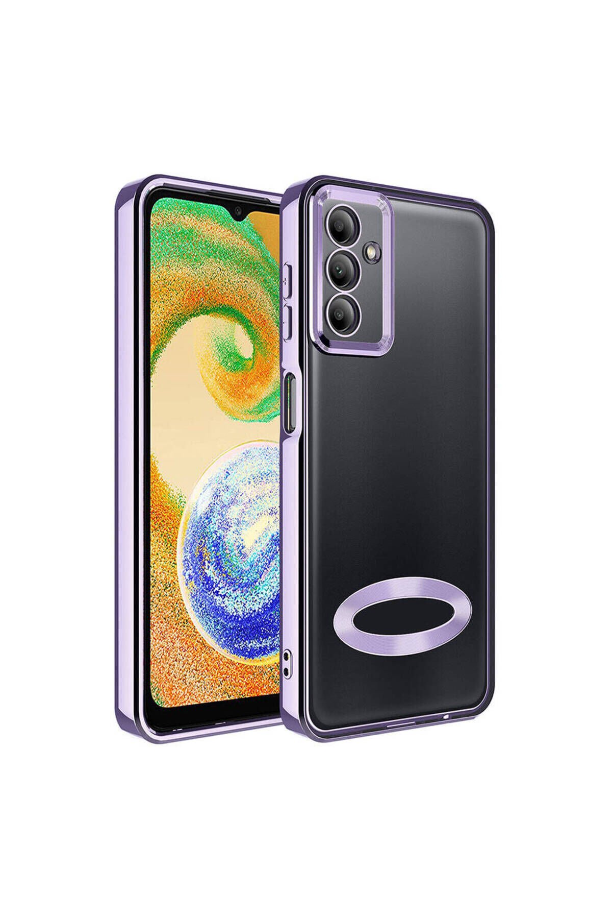 Galaxy A05S Kılıf Kamera Korumalı Logo Gösteren BSAY Omega Kapak - Siyah Lila