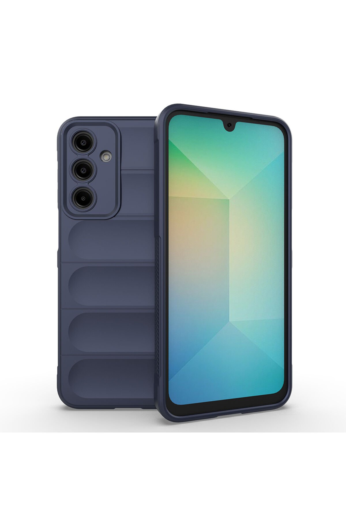 Galaxy A17 Kılıf Esnek TPU Oyuklu Arka Yüzey Tasarımlı BSAY Etnik Silikon Kapak - Lacivert