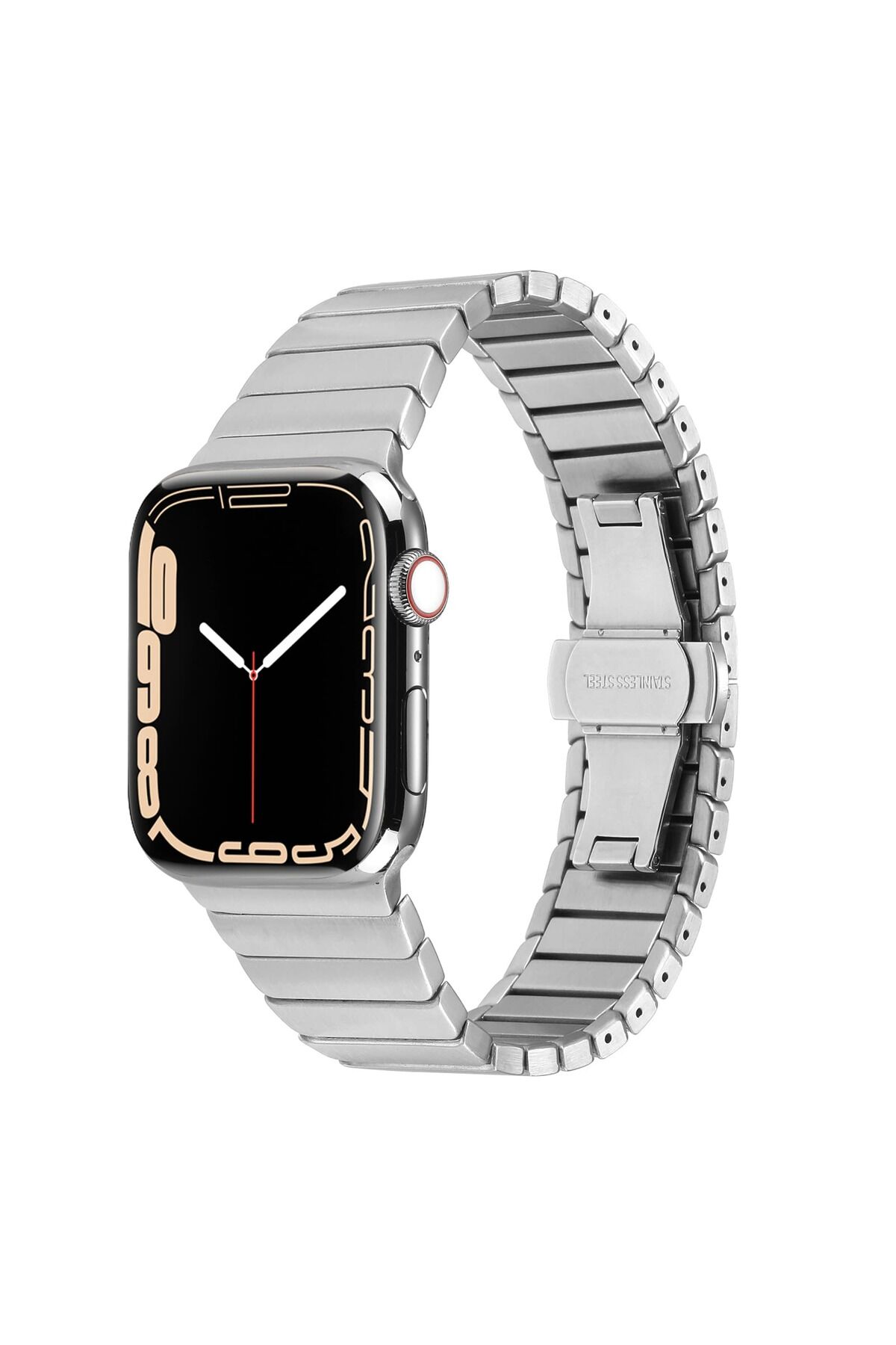 Watch Ultra 49mm Kordon Uyumlu KRD-79 Metal Strap Kayış BSAY- Gri Gri