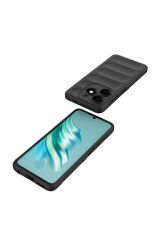 İnfinix Hot 40i Kılıf Esnek TPU Oyuklu Arka Yüzey Tasarımlı BSAY Etnik Silikon Kapak - Siyah Siyah