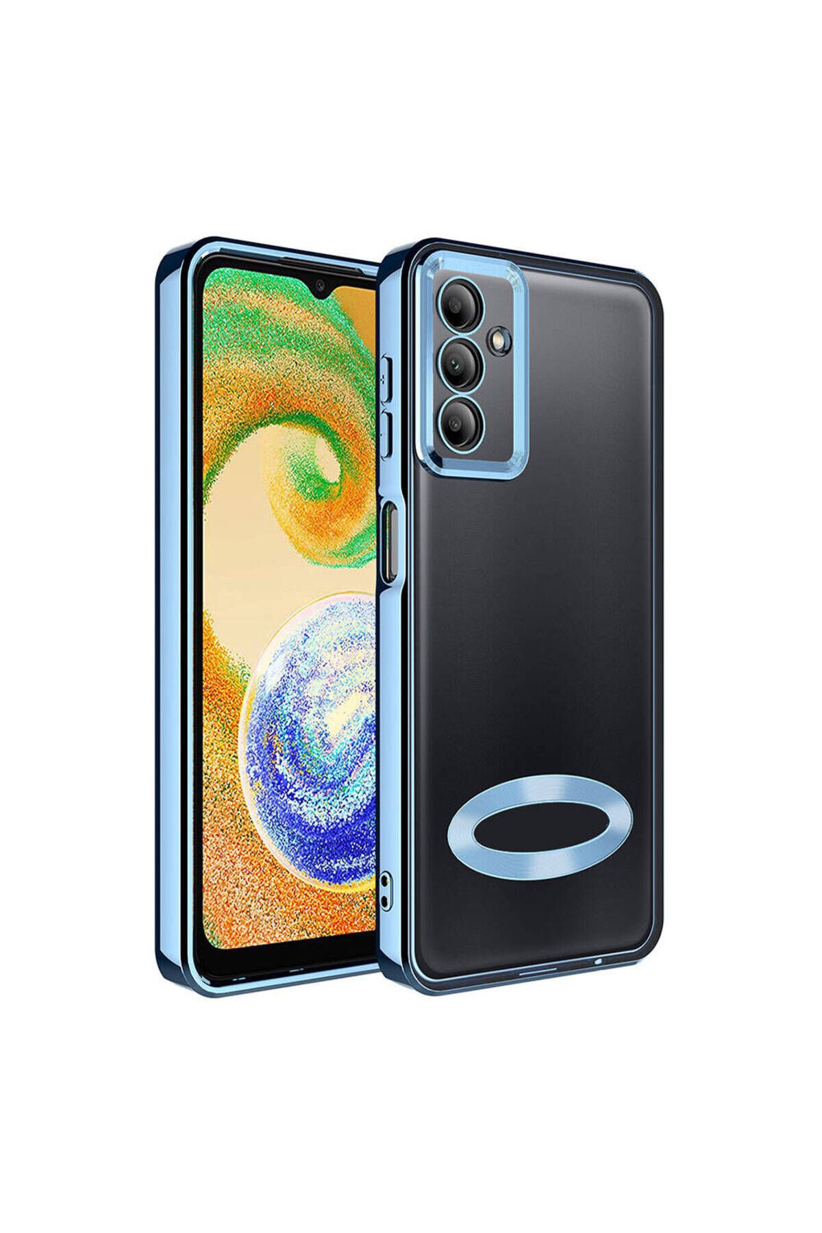 Galaxy A05S Kılıf Kamera Korumalı Logo Gösteren BSAY Omega Kapak - Siyah Gold