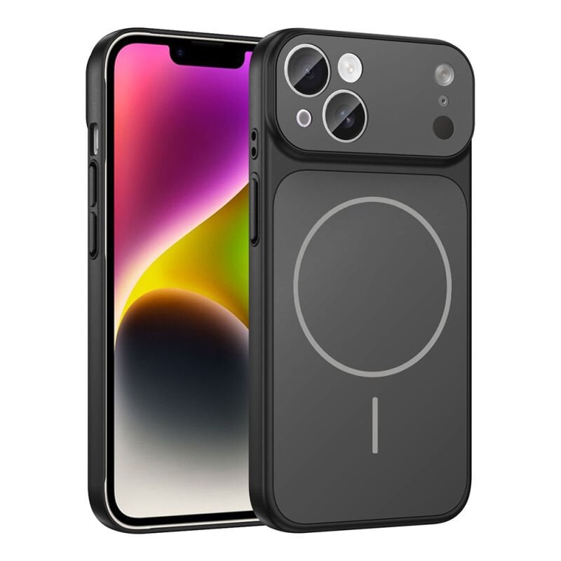 iPhone 15 Kılıf Zore M-Safe Şarj Özellikli Kamera Korumalı Formen Kılıf Siyah