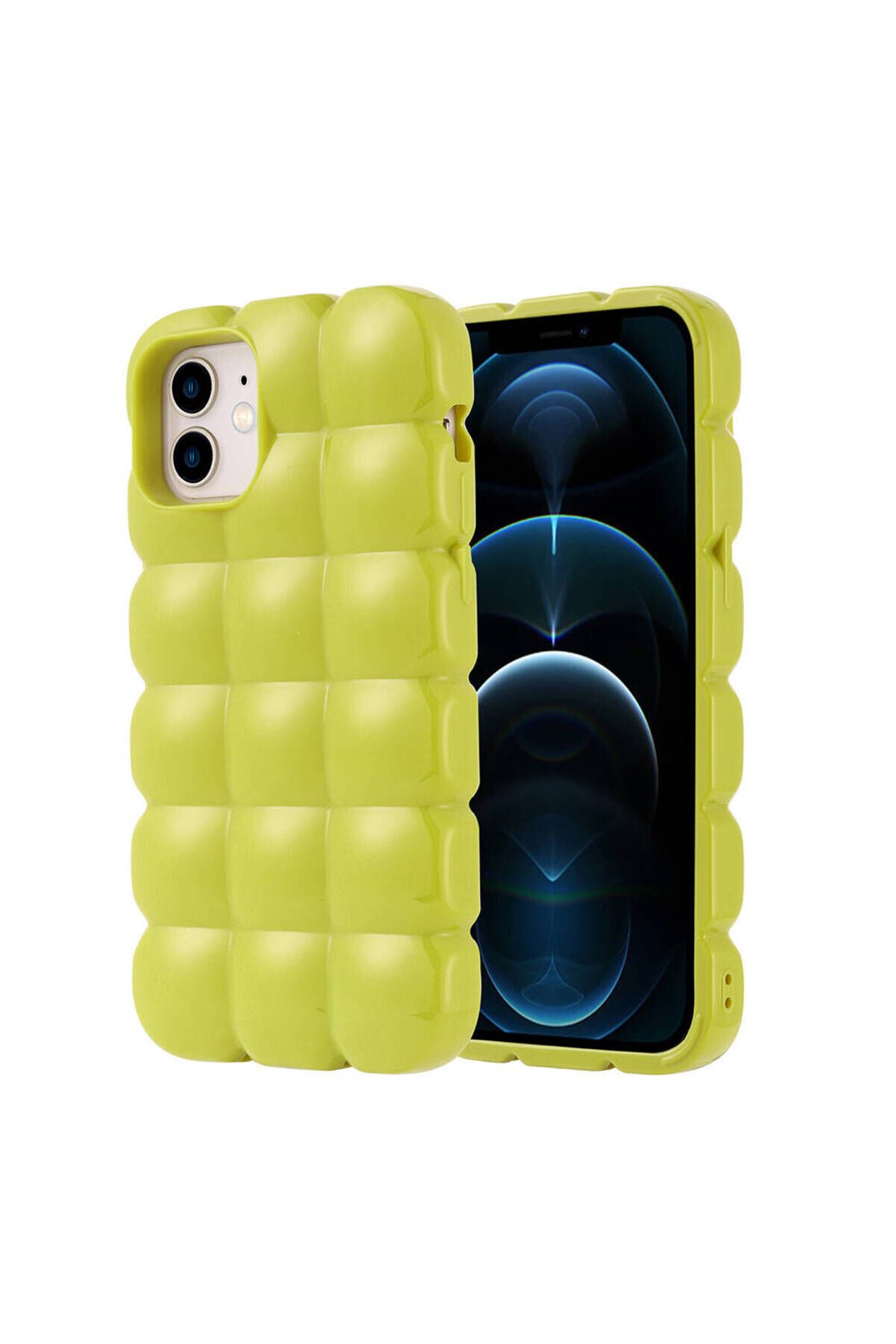 iPhone 12 Kılıf Parlak Esnek Silikon KLFK Dom Dom Kapak - Mavi Mavi