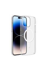 iPhone 15 Plus Uyumlu BSAY Magsafe Şarj Özellikli Şeffaf Tek Kamera Çerçeveli Porto Kılıf-Renk Renksiz
