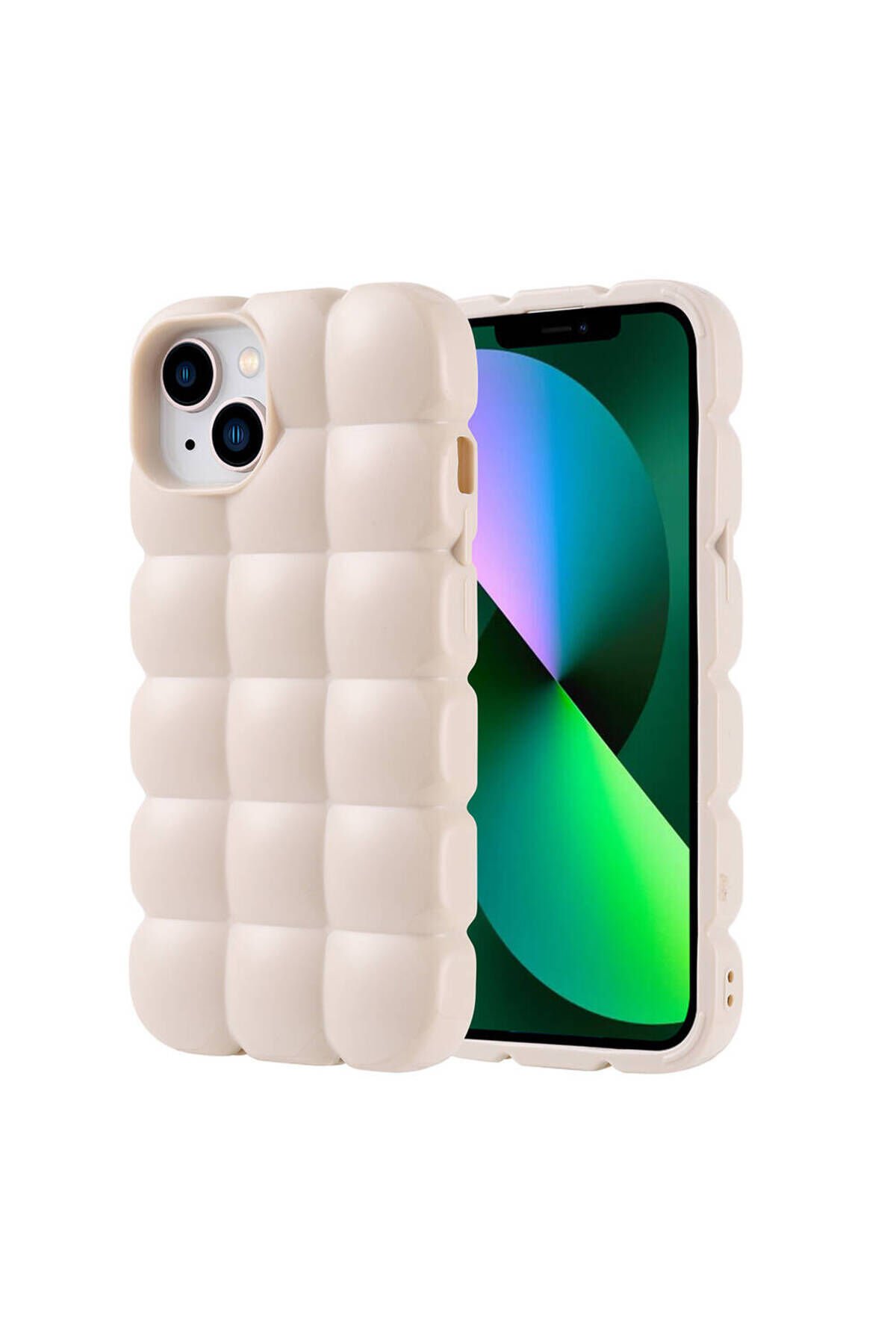 iPhone 13 Kılıf Parlak Esnek Silikon BSAY Dom Dom Kapak - Lila Beyaz