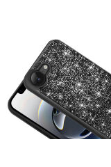iPhone 17E Kılıf Parlak Taşlı Tasarım Zore Pırlanta Kapak - Siyah Gri