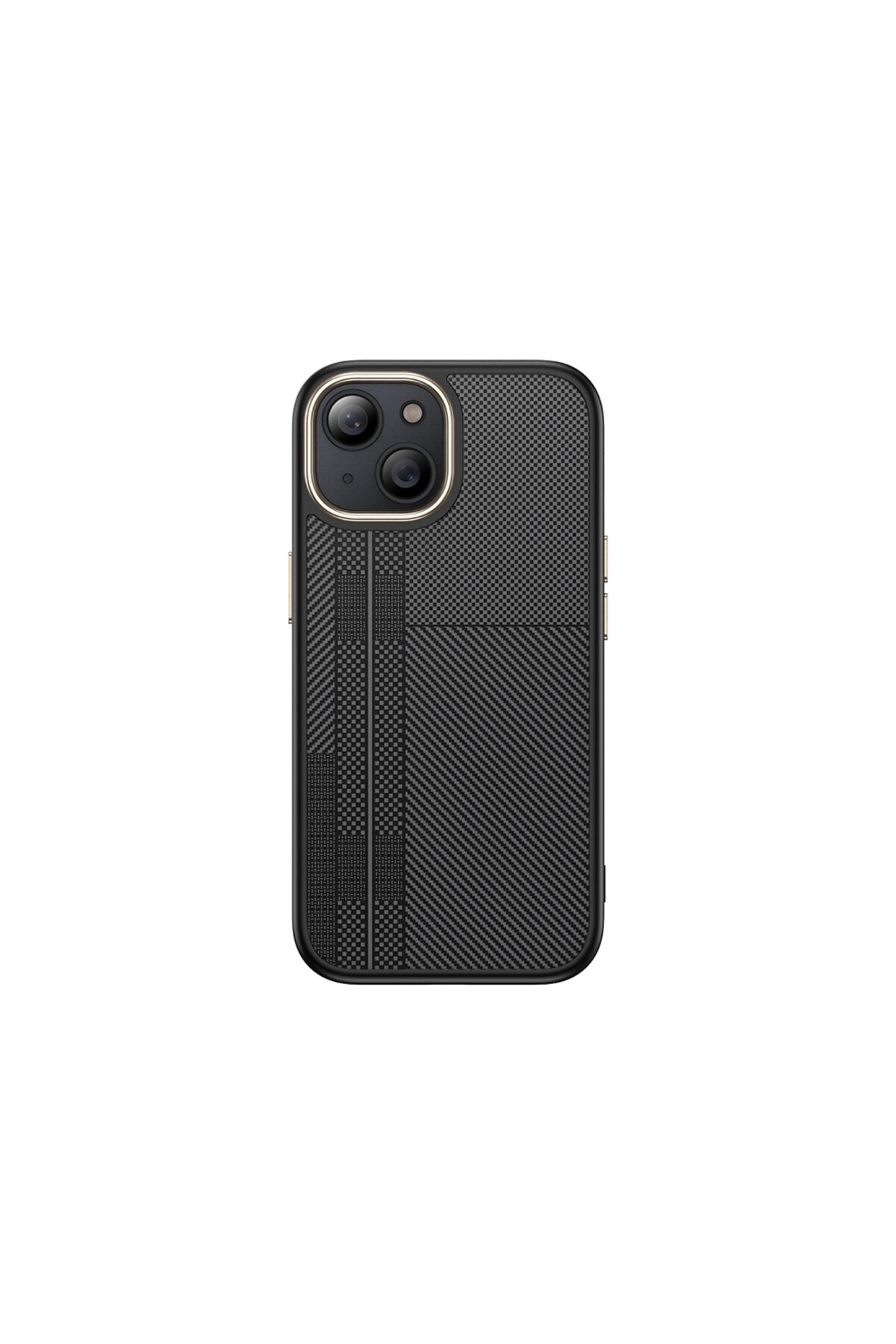 iPhone 14 Plus Kılıf M-safe Şarj Özellikli Karbon Fiber Görünümlü BSAY Antina Kapak - Gri Siyah-Gri