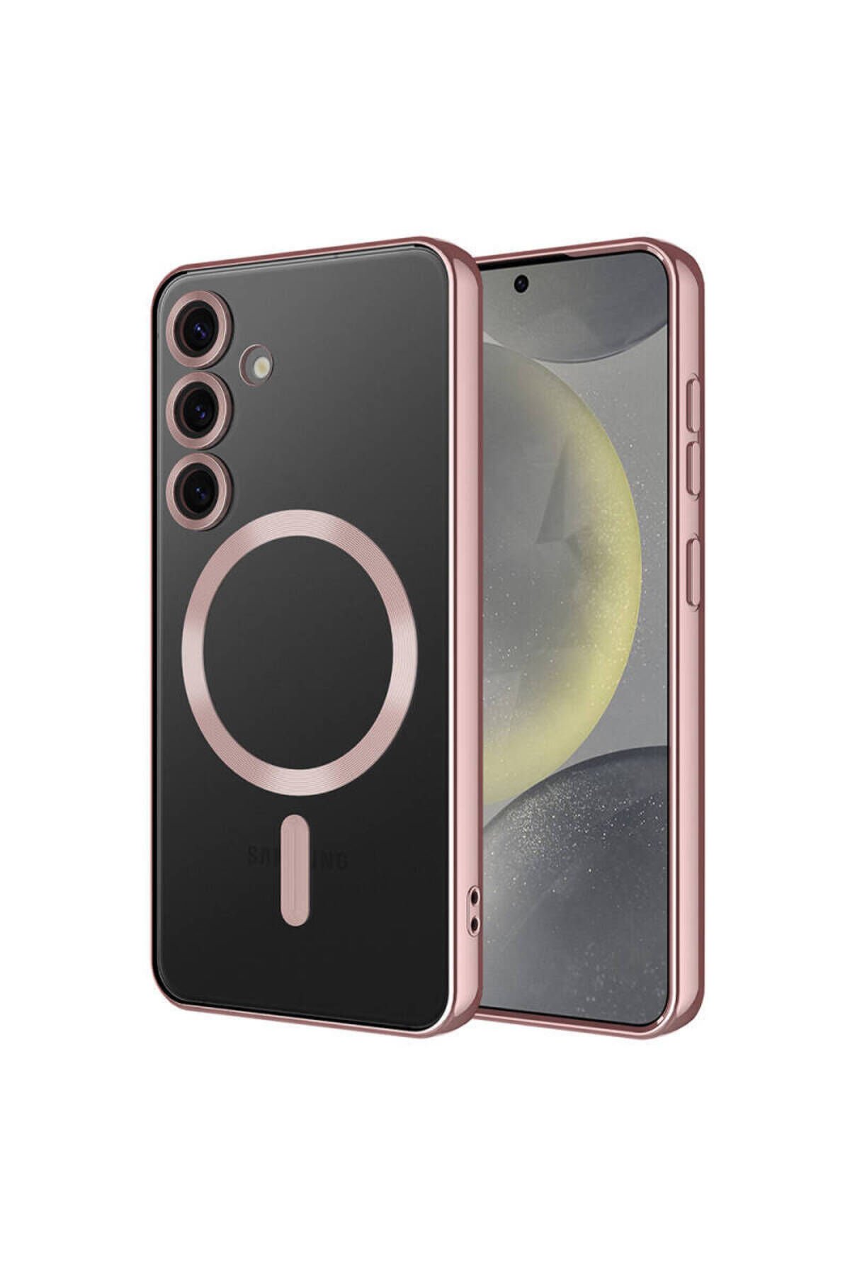 Galaxy S24 Plus Kılıf Kamera Korumalı Magsafe Wireless Şarj Özellikli BSAY Demre Kapak - Rose Gold Rose Gold