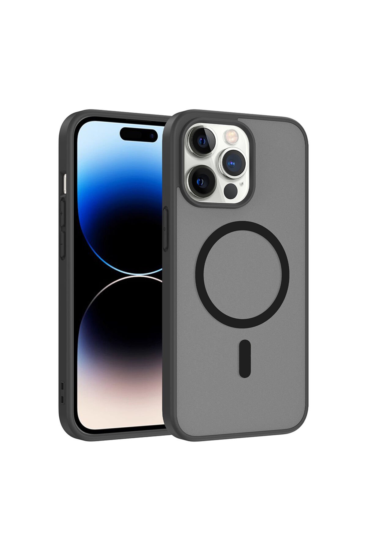 iPhone 13 Pro Max Kılıf M-safe Şarj Özellikli BSAY Babet Kapak - Siyah Siyah