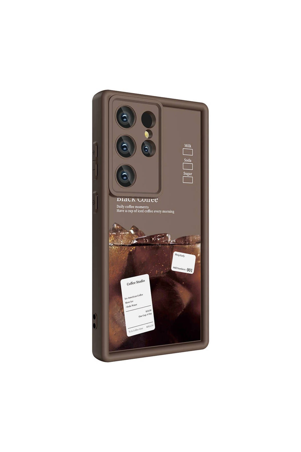 Galaxy S24 Ultra Kılıf Kamera Korumalı Baskılı Arka Yüzey TCMK Klas Kapak - Koyu Kahve