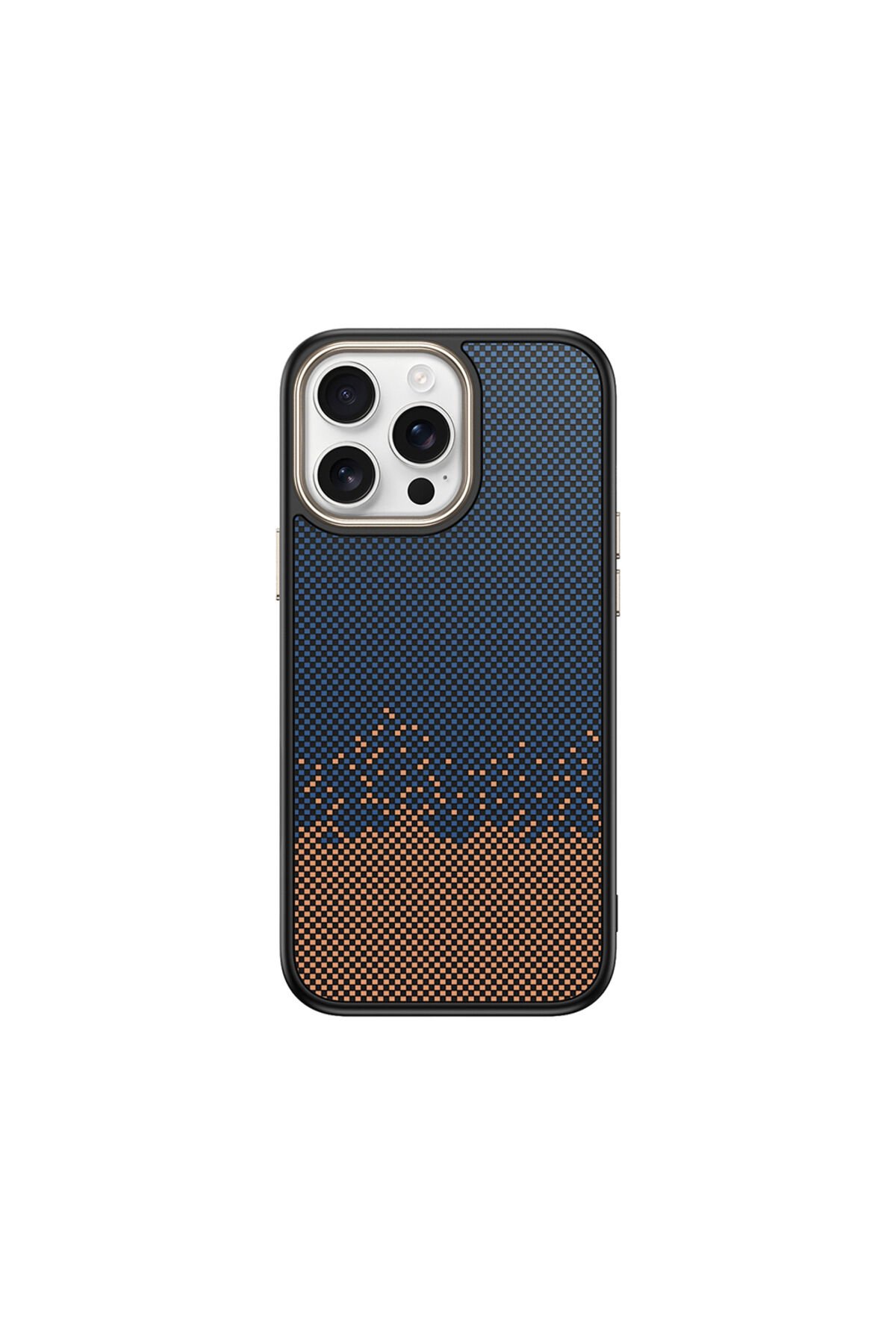 iPhone 14 Pro Max Kılıf M-safe Şarj Özellikli Karbon Fiber Görünümlü BSAY Antina Kapak - Gri Mavi