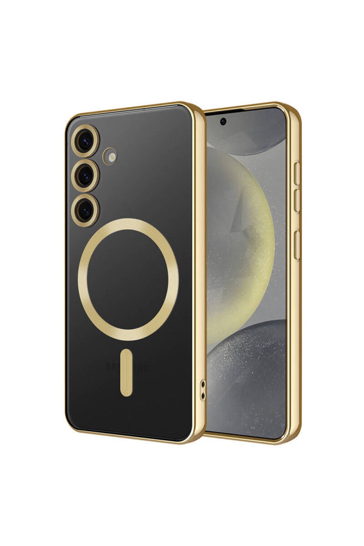 Galaxy S24 Plus Kılıf Kamera Korumalı Magsafe Wireless Şarj Özellikli BSAY Demre Kapak - Rose Gold Gold