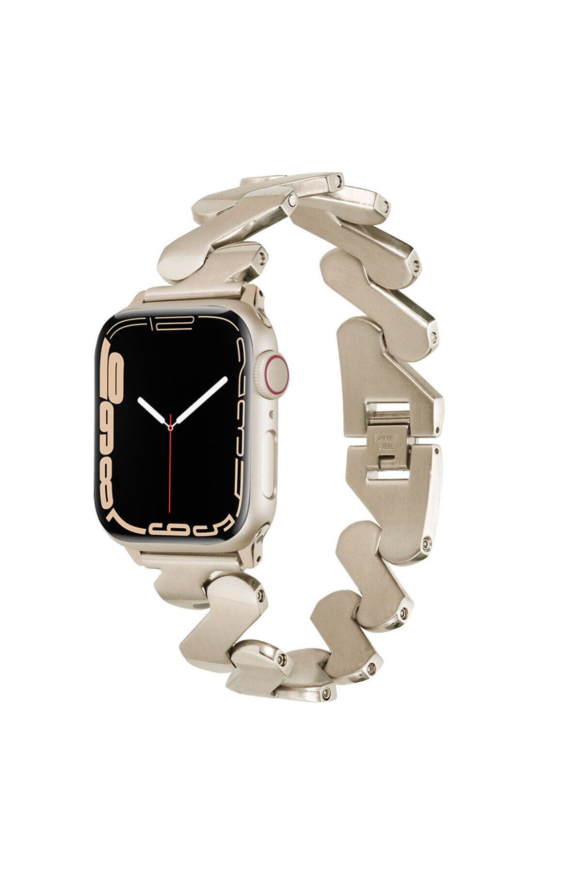 Watch 7 45mm Kordon Uyumlu KRD-80 Metal Strap Kayış BSAY- Siyah Gümüş