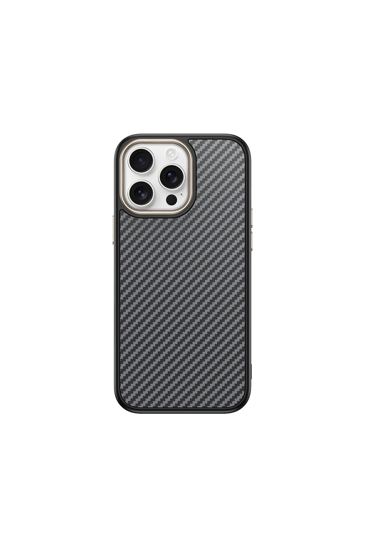 iPhone 14 Pro Max Kılıf M-safe Şarj Özellikli Karbon Fiber Görünümlü BSAY Antina Kapak - Gri Siyah-Yeşil