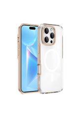 iPhone 16 Pro Uyumlu Magsafe Şarj Özellikli Çıkarılabilir Arka Yüzeyli BSAY Polar Kapak Gold
