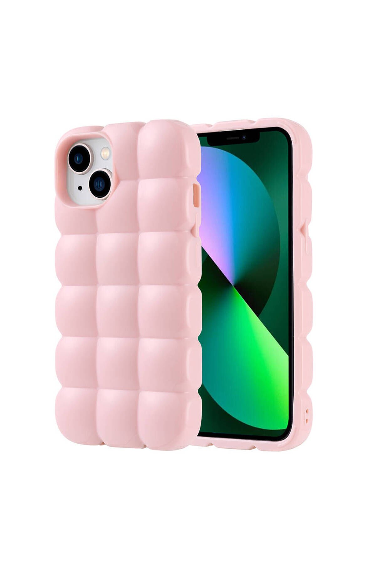 iPhone 14 Kılıf Parlak Esnek Silikon STSR Dom Dom Kapak - Pembe Pembe