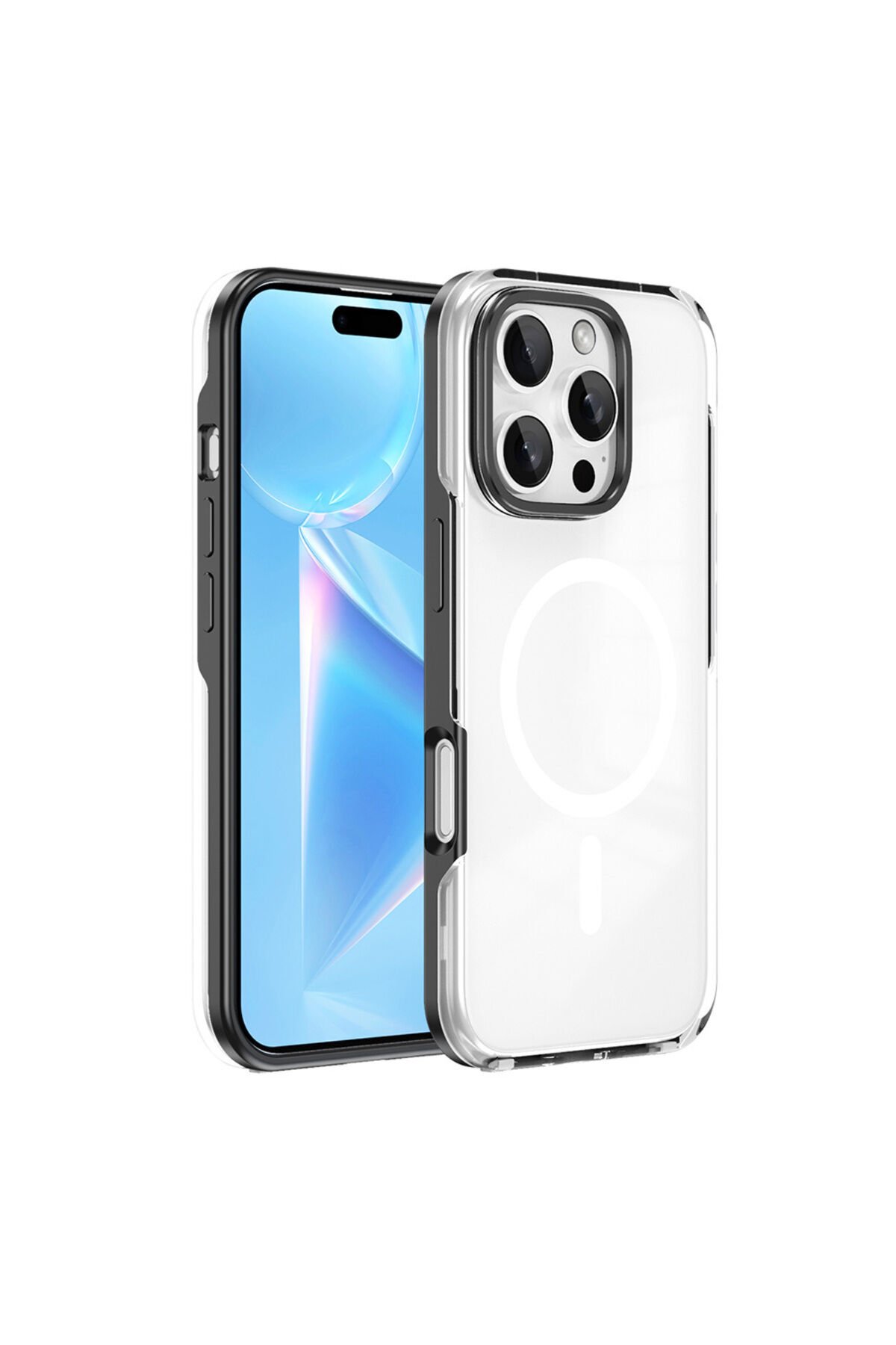 iPhone 16 Pro Max Uyumlu Magsafe Şarj Özellikli Çıkarılabilir Arka Yüzeyli BSAY Polar Kapak Siyah