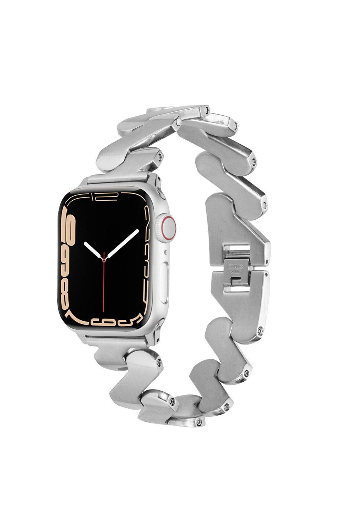 Watch Ultra 49mm Kordon Uyumlu KRD-80 Metal Strap Kayış BSAY- Siyah Gümüş