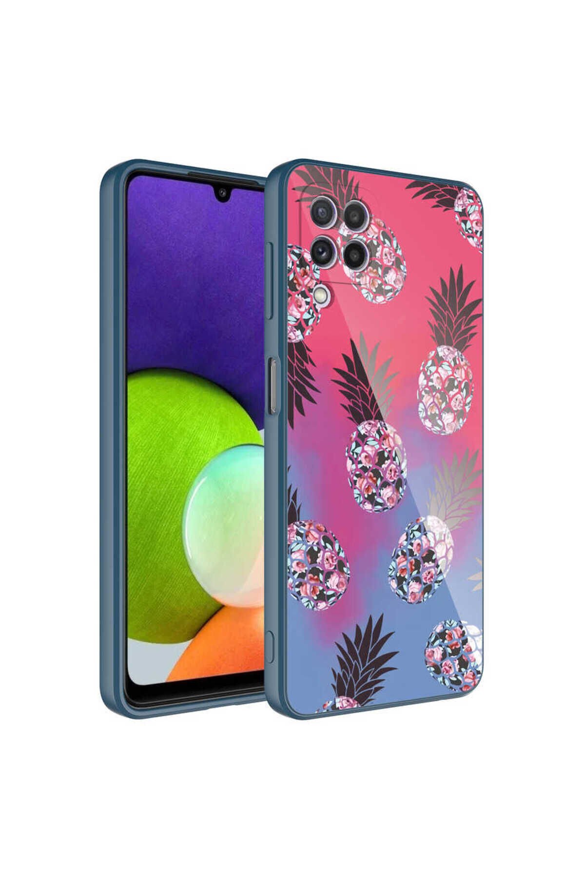 Galaxy M22 Kılıf Kamera Korumalı Desenli Sert Silikon BSAY Epoksi Kapak - NO2 No3