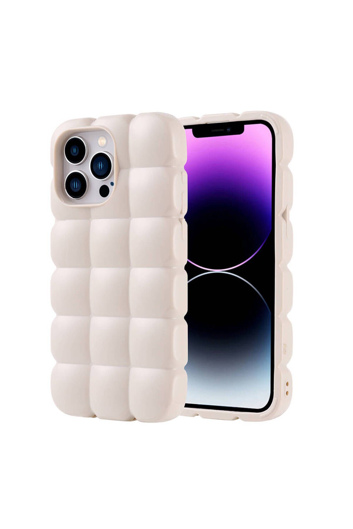 iPhone 14 Pro Max Kılıf Parlak Esnek Silikon KLFK Dom Dom Kapak - Mavi Mavi