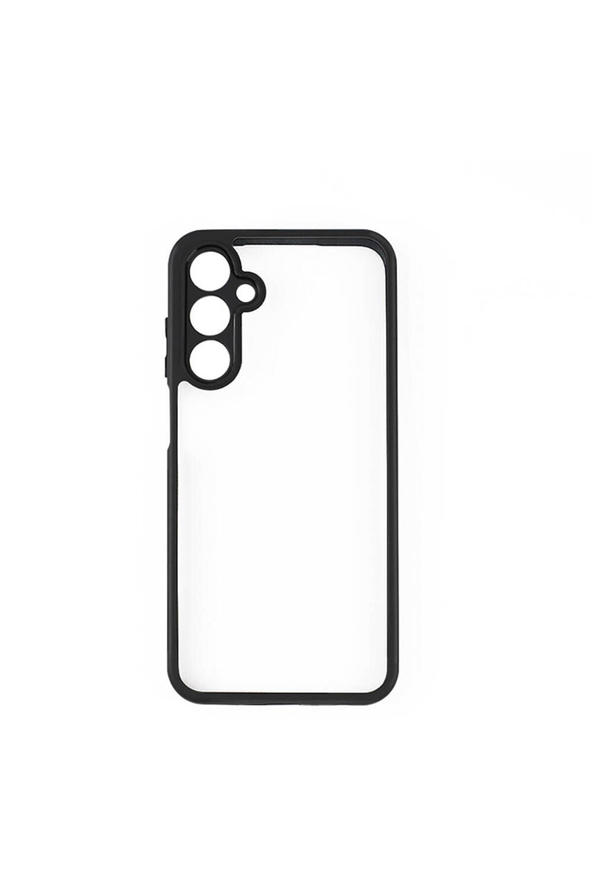 Galaxy A15 Kılıf Kamera Korumalı Şeffaf Arka Yüzey BSAY New Roll Kapak - Siyah Siyah