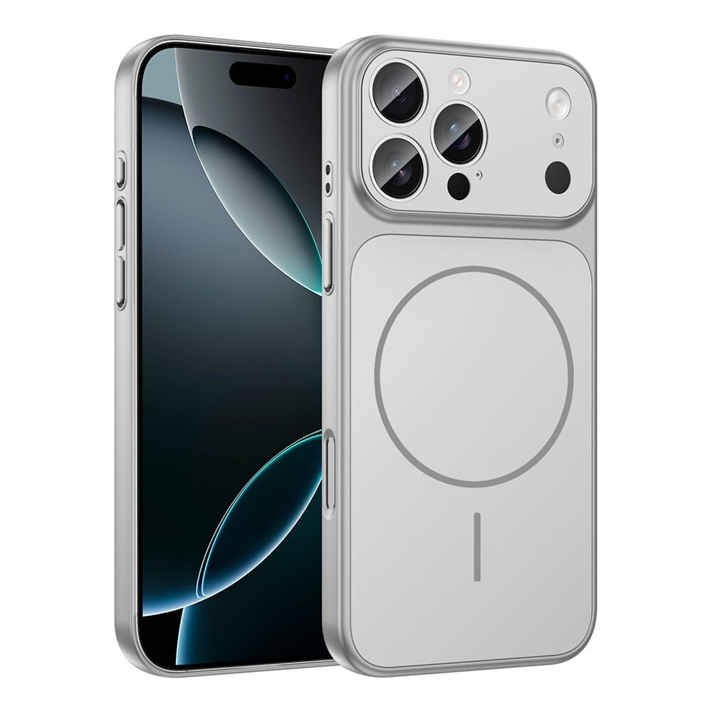 iPhone 14 Pro Kılıf Zore M-Safe Şarj Özellikli Kamera Korumalı Formen Kılıf Gümüş