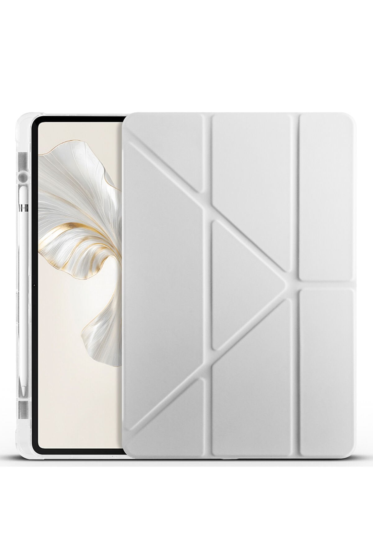 Honor Pad 9 Kılıf BSAY Tri Folding Kalem Bölmeli Standlı Kılıf - Lila Gri