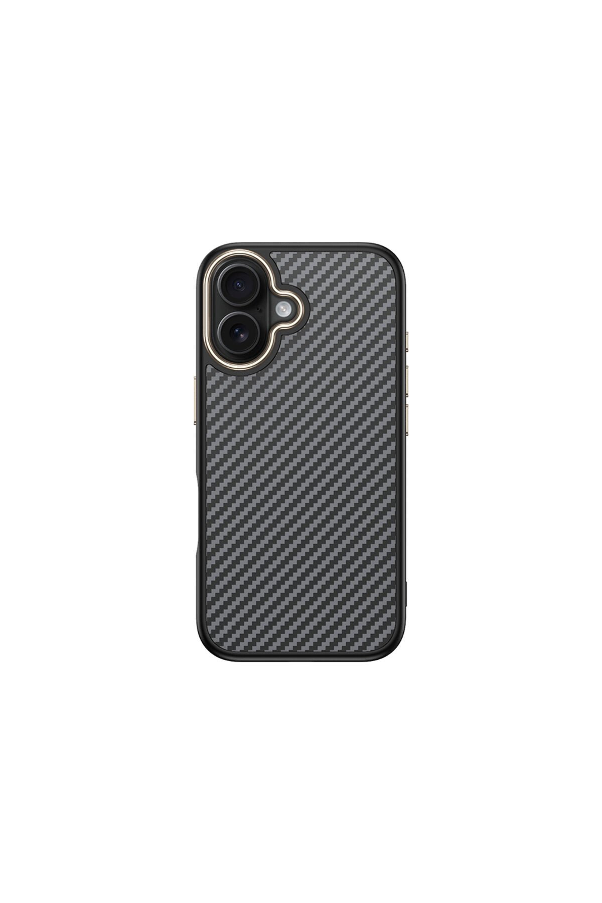 iPhone 16 Kılıf M-safe Şarj Özellikli Karbon Fiber Görünümlü BSAY Antina Kapak - Gri Gri