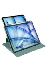iPad Air 13 2025 M3 Kılıf GZST Termik Kalem Bölmeli Dönebilen Standlı Kılıf - Açık Yeşil