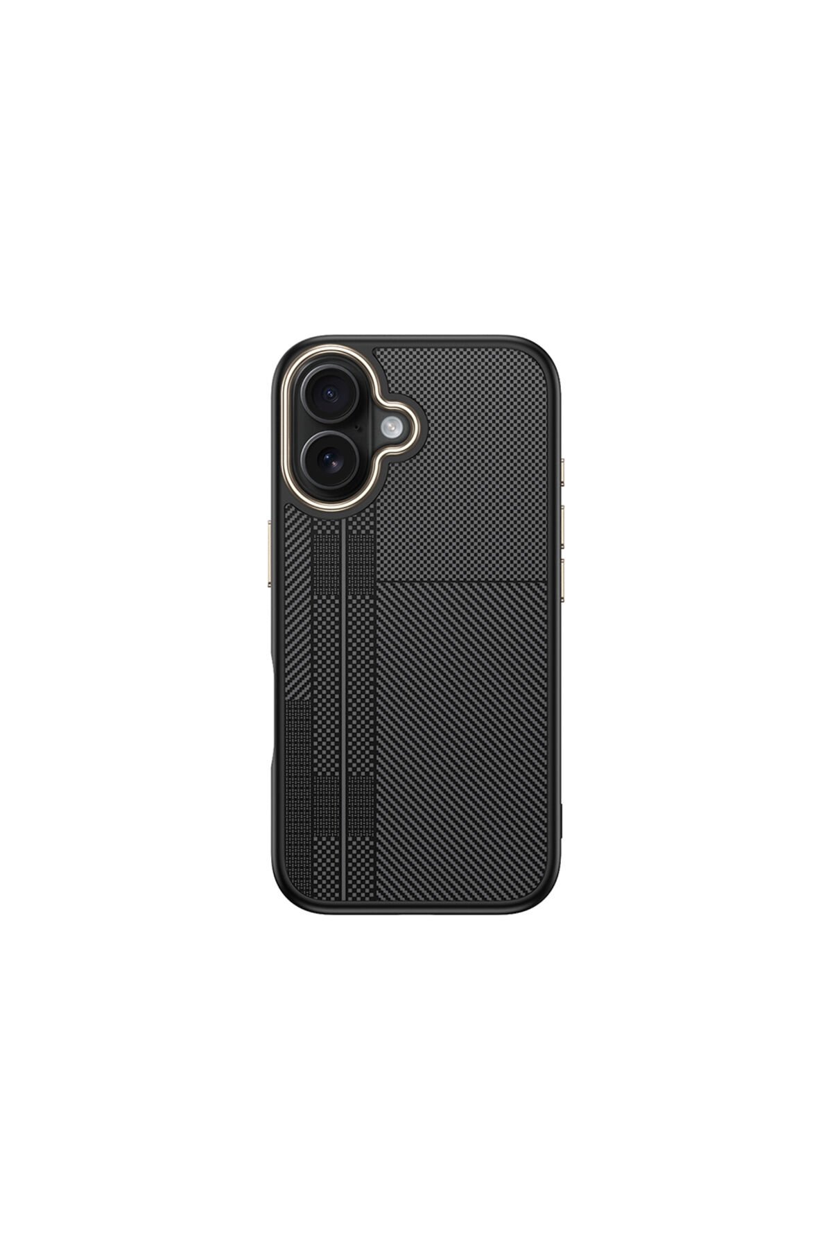 iPhone 16 Plus Kılıf M-safe Şarj Özellikli Karbon Fiber Görünümlü BSAY Antina Kapak - Siyah-Gri Siyah-Gri