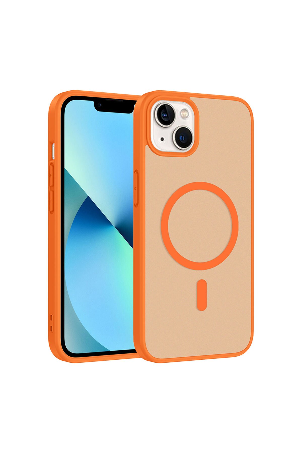 iPhone 15 Kılıf M-safe Şarj Özellikli BSAY Babet Kapak - Pembe Turuncu