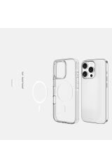 iPhone 16 Pro Max Kılıf Magsafe Şarj Özellikli Kamera Korumalı BSAY Kripto Kapak-Şeffaf Şeffaf