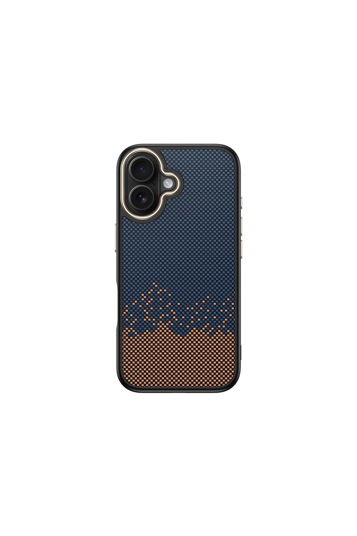 iPhone 16 Plus Kılıf M-safe Şarj Özellikli Karbon Fiber Görünümlü BSAY Antina Kapak - Siyah-Gri Mavi